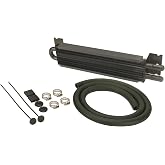DERALE Fluid Cooler, 7000 Series, 2 Pass, 12.875 x 2.625 x 1.75 in, 11/32 in Hose Barb Inlet/Outlet, Hardware/Hose, Aluminum, Black Anodized, Kit