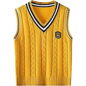 AIMAOMI Boys Knit Cotton V Neck Sweater Vest Sleeveles Toddler Vest Collar Ribbed Sweater Girls School Uniform Clothes