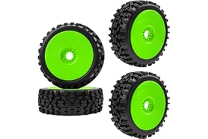 SHARE GOO ShareGoo RC Hobby OD 4.72" 1/8 Scale RC Buggy Wheels & Rubber Tires 17mm Hex Rims Compatible with Arrma Typhon 3S 6S Kyosho Losi 8IGHT Traxxas Redcat HSP HPI 1/8 Scale Off Road Car Buggy (Green)
