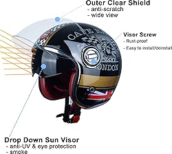 Open Face Motorcycle Helmet for Adults, DOT