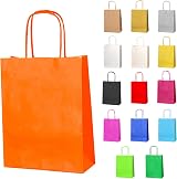Thepaperbagstore 10 Orange Small Paper Party Bags With Handles 18x22x8cm