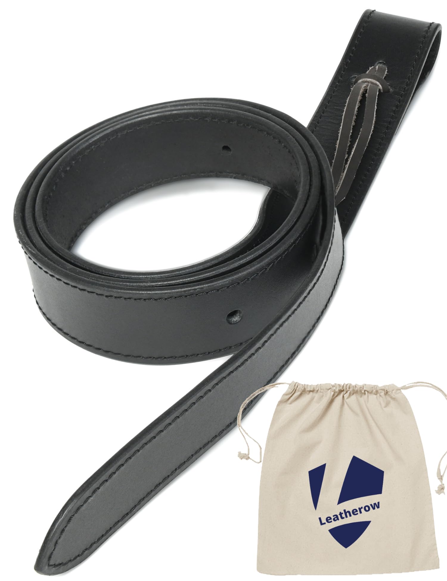 Photo 1 of Leatherow Latigo Leather Saddle Cinch Tie Strap - Western Saddle Strap - Leather Saddle Cinch (Black, 72 Inch)