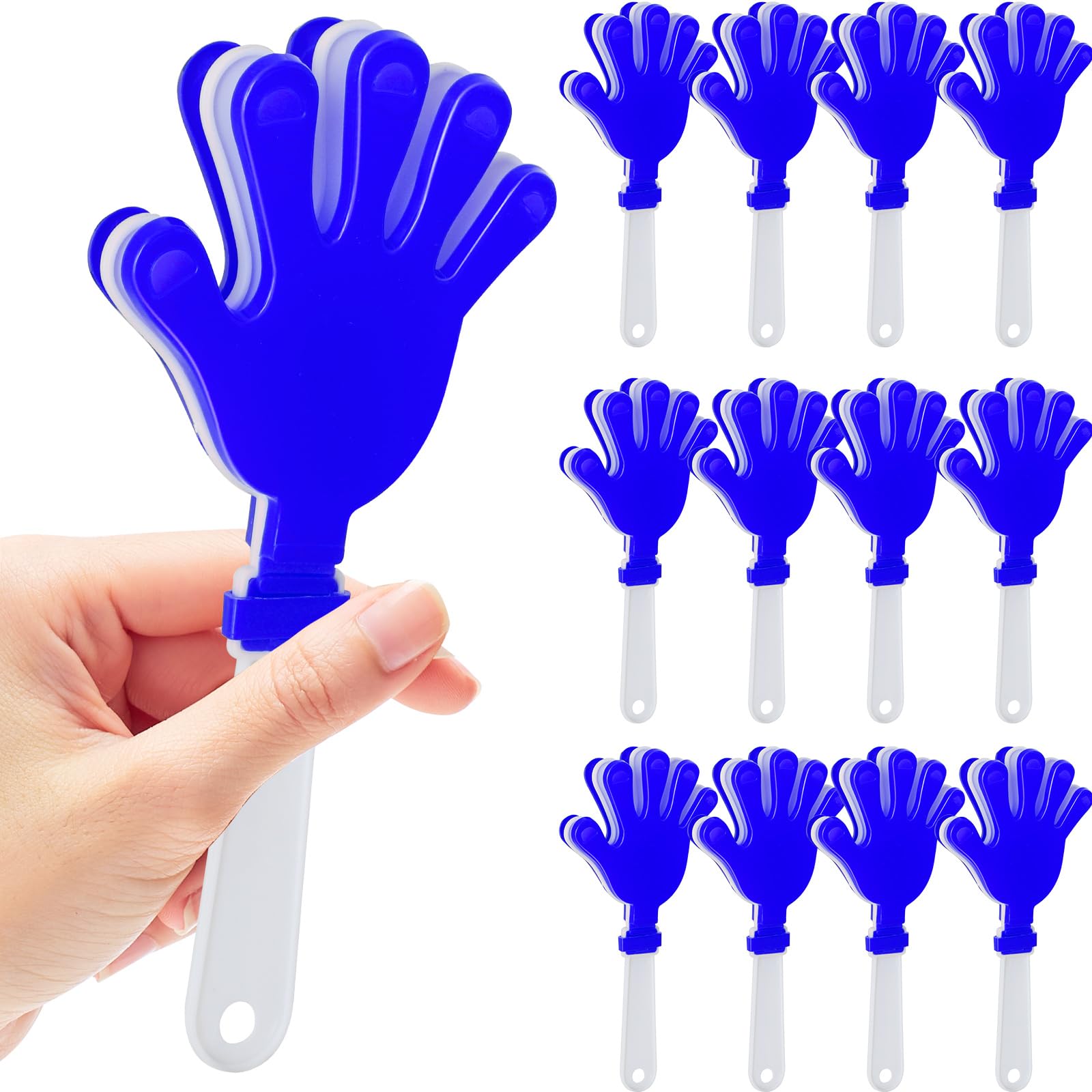 Photo 1 of 12 Pcs Hand Clappers Noisemakers 7.5 Inch Clappers Noisemakers Plastic Hand Clappers for Birthdays Game Football Sporting Events Cheers Supplies Dance Basketball Football Noisemakers?Blue and White?