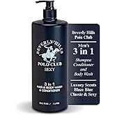 Beverly Hills Polo Club Men's 3-in-1 Shampoo Conditioner Body Wash - Luxury Scent Sexy - All Hair Types, 33.8 oz