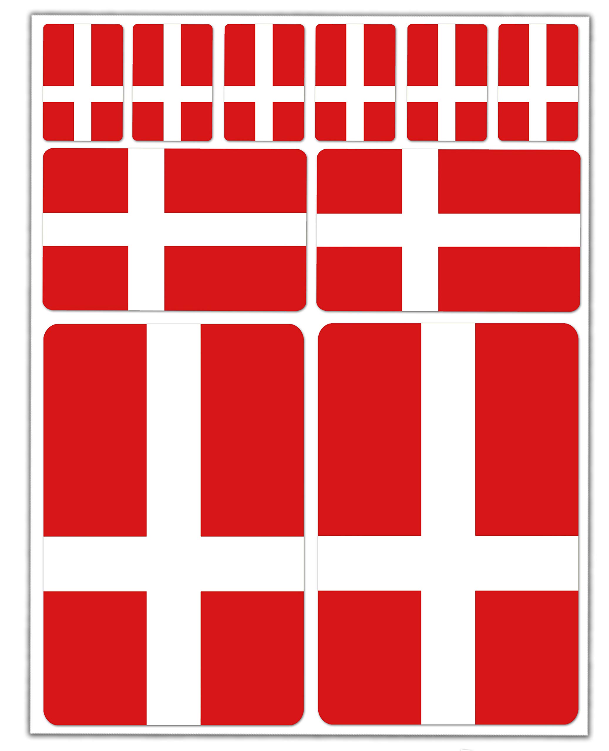 Biomar Labs National Flag Vinyl Sticker Set Weatherproof Self Adhesive Country Flag Decals for Car Motorcycle Bicycle Scooter Helmet Window Interior Exterior Personalisation (Denmark Flag D 32)