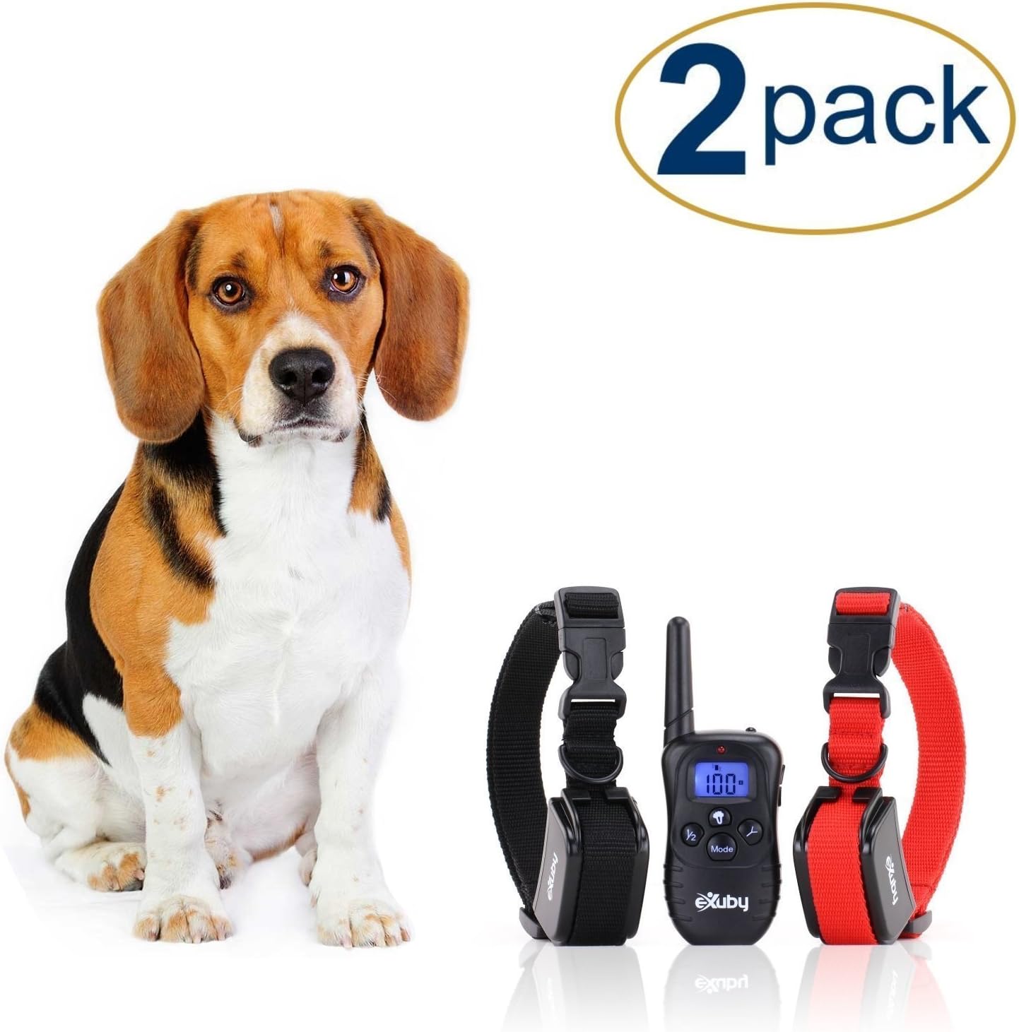 eXuby 2X Shock Collar for Small Dogs w/ 1 Remote & Training Dog Clicker - 3 Modes (Sound, Vibration & Shock) - Rechargeable Batteries - Very Fast Results