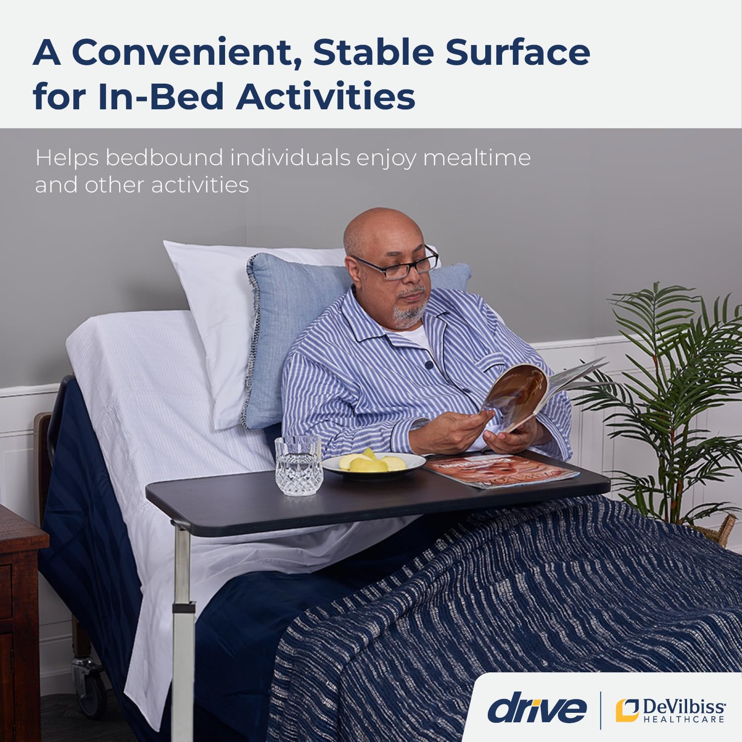 Mua Drive Medical 13003 Non Tilt Top Overbed Table with Wheels, Chrome