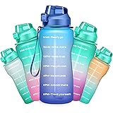 Ahape Gallon Motivational 64/100 oz Water Bottle with Time Marker & Straw, Large Daily Water Jug for Fitness Gym Outdoor Spor