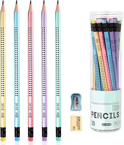 Surcotto 30 HB Pencils with Eraser & Sharpener Triangular Colour Set