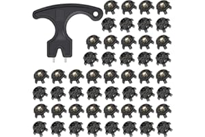ACEBIRDIE 51 Pcs Golf Shoe Spikes Replacements Set Includes 50 Shoe Cleats Replacement & 1 Black Cleats Spanner Metal Thread Screw 6 mm Dia Golf Accessories
