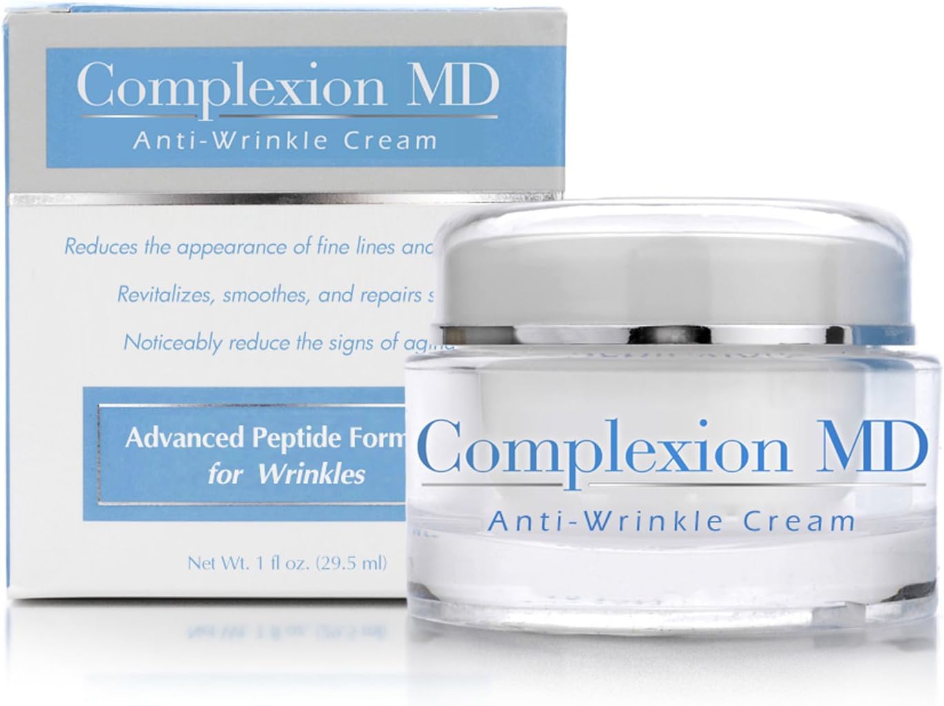 Complexion MD ADVANCED Anti-Aging, Multi Peptide Formula with Hyaluronic acid | CLINICALLY TESTED. Plump, tighten, moisturize. For fine lines & wrinkles. Hypoallergenic, safe for all skin types (1 oz)