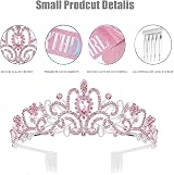 Leixi Birthday Girl Sash & Rhinestone Tiara Set Rose Red view 3