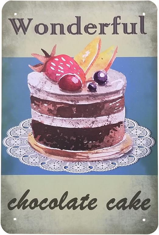 Amazon Co Jp ファン Fun ブリキ看板 チョコレートケーキ Wo ポスター インテリア カフェ スイーツ ホーム キッチン