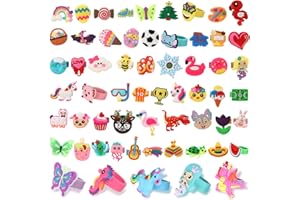 Highergo Dinosaur Unicorn Rubber Rings for Kids Girls Rainbow Animal Kids Rings Unicorn Cupcake Jewelry for Little Girl Valentine's Gift Zoo Football Birthday Party Supplies Dress up