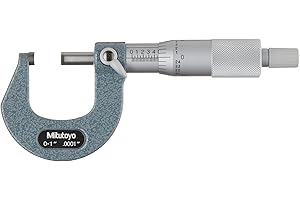 Mitutoyo 103-260 Outside Micrometer, Baked-Enamel Finish, Ratchet Stop, 0-1" Range, 0.0001" Graduation, +/-0.0001" Accuracy