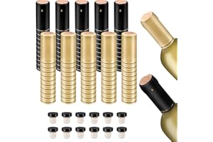GUANENA 100 Pcs PVC Heat Shrink Capsules Seals for Cruise, 12 Pcs T-shaped Wine Cork Stoppers for Wine Bottles Sealing, Wine Bottle Corks and Shrink Caps for Wine Cellars and Home Use - Black, Gold