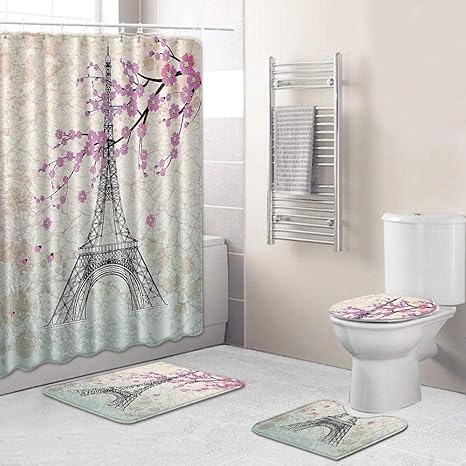 Y BathRug Vorleger Badematte Duschvorleger,Turmdruckteppichset