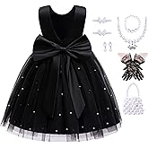 Akokvlar Girl V-Back Satin Flower Communion Dress Formal Birthday Party Wedding Prom Ball Gown