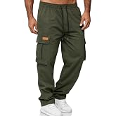 HOTake Men's Casual Cargo Pants Relaxed Fit Sweatpants for Men | Multi-pockets, elastic waist drawstring, soft and breathable, tactical, track, hiking, fishing, workout