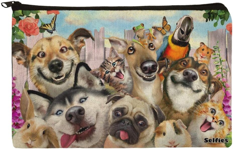 Pet Animals Selfie Dogs Cats Rabbit Hamster Guinea Pig Makeup Cosmetic Bag Organizer Pouch