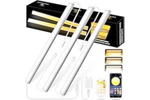 Daymeet Dimmable 12 Inch Ultra Thin Under Cabinet Lighting, Under Cabinet Lights Plug in, Multi-Color Super Bright LED Lights Bar Under Counter Lights Indoor for Kitchen, Shelf, Closet, Desk (3 Pack)