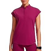 POPVIOLET 4-Way Stretch Scrub Tops for Women - 2 Pockets Mandarin Collar Shirttail Hem Medical Work Scrub Shirts
