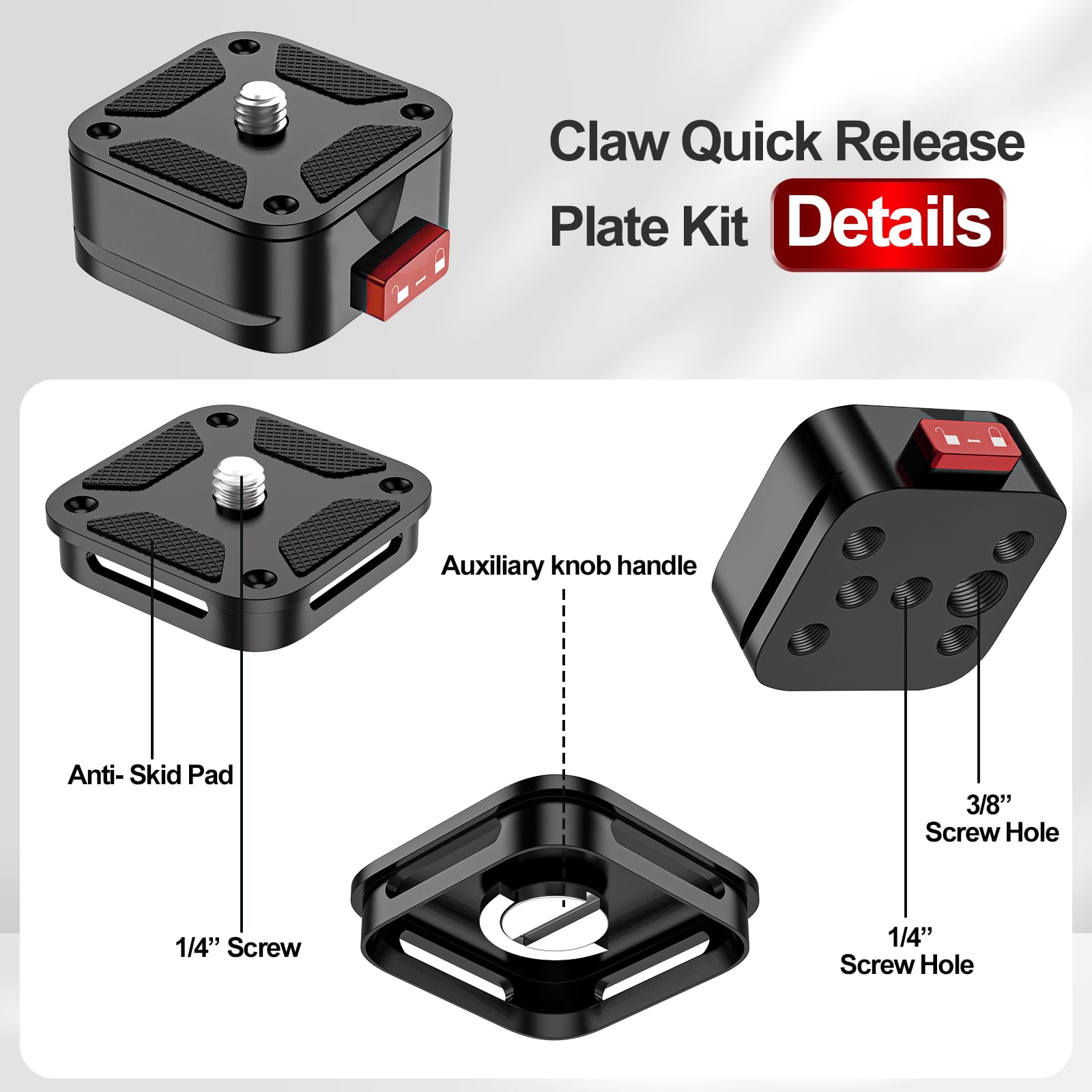 EMART Ball Head with Claw Four Sided Super Quick Release Design, Professional Metal 360° Rotating Panoramic Ball Head with Cold Shoe, Max Load 62lbs/28kg, for Tripod,Monopod,Slider,DSLR Camera