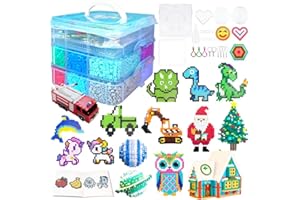 AJAZPER 11000 Fuse Beads Kit - 20 Colors 5mm Bead Craft Set with Storage Box, Pegboard, Ironing Paper and Accessories, Arts and Crafts Kits for Kids Age 5+ Christmas Birthday DIY Craft Gift for Girls & Boys