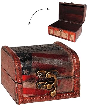 alles-meine.de GmbH 1 Stück _ kleine Größe Schatzkiste / Schatztruhe - aus Holz - Retro Design - Kiste & Truhe / Schmuckkaste