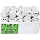 Aluf Plastics SCR-404816C 45 Gallon Clear Trash Bags (250 Count) - 39' x 46' - 16 Micron Equivalent High Density Value Garbage Bags Can Liners for Bathroom, Office, Industrial, Commercial, Recycling