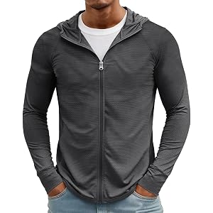 XIAXOGOOL Men's UPF 50+ Full Zip Sun Protection Jacket Long Sleeve Mesh Quick Dry Sun Hoodie Summer Hiking Fishing Jacket