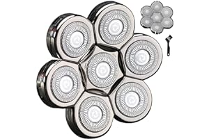 HONTEC 7 Blades Head Shaver Replacement Heads Electric Shaver Universal Replacement Blade Head Electric Razor for Men (7D Silvery)