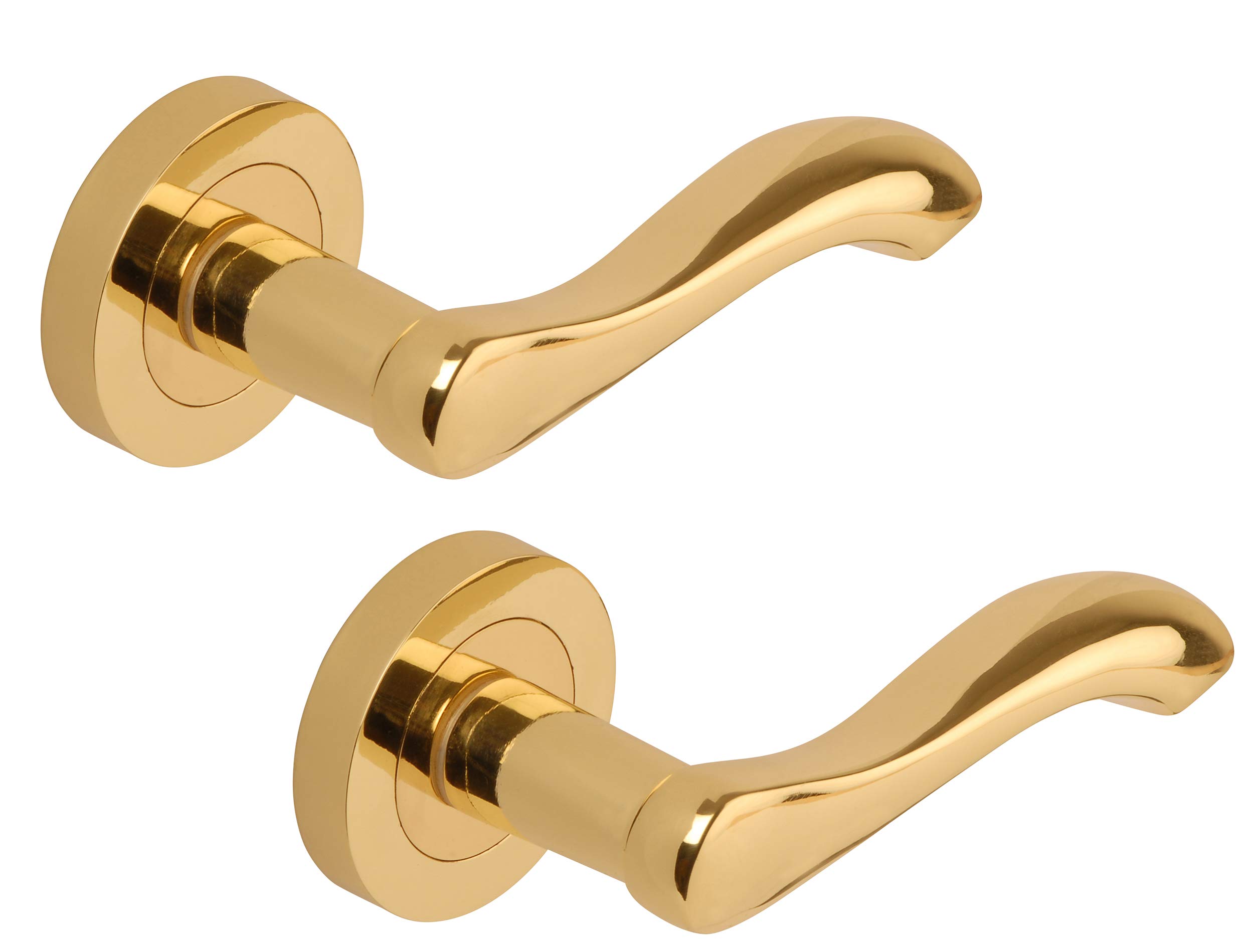EXCEL - DH003678 Venus Passage Internal Door Handles on Round Rose, Polised Electro Brass