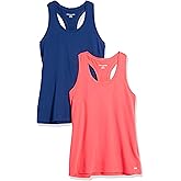 Amazon Essentials Women's Active Workout Quick Dry Tech Stretch Racerback Tank Top (Available in Plus Size), Multipacks
