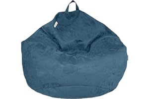 Delmach Bean Bag Stuffed Animal Storage Chair Cover (No Filler) for Kids and Adults. Extra Large Bird's Nest Beanbag Memory Foam Soft Premium (Navy Blue, 3 ft (Cover Only))