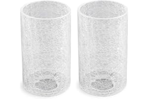 Eumyviv 2 Pack Clear Glass Lamp Shade with Crack Finish, Fixture Replacement Glass Globe or Lampshade with 1-5/8-Inch Fitter Opening A00014