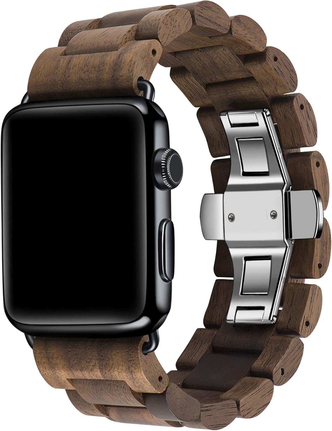 Watch Band 42mm44mm/45mm iWatch band Bracelet Strap Stainless Steel Clap with Adjustable Links Compatible for iWatch Series 7/6/5/4/3/2/1 Sport & Edition (Walnut)