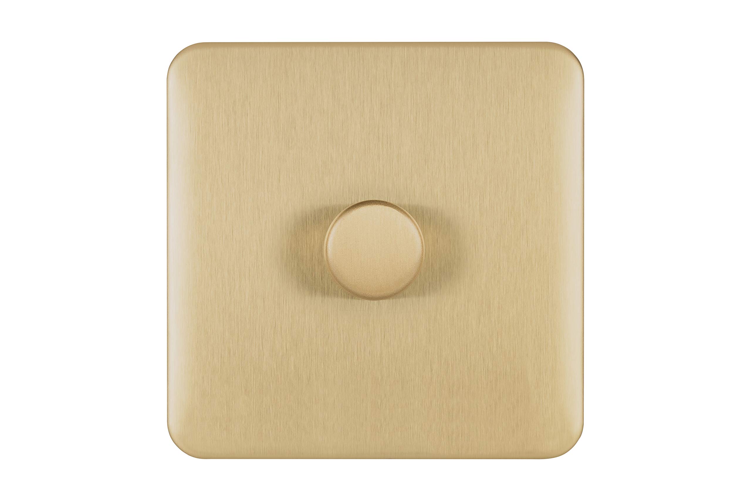 Schneider Electric Lisse Screwless Deco - Single 1 Way Dimmer Light Switch, Mains, 250 W, GGBL6011CSBS, Satin Brass
