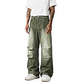 CMGL Men's Stack Baggy Wide Leg Jeans Elastic Waist Casual Streetwear Denim Pants with Pockets