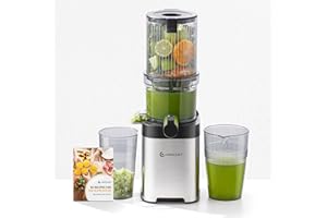 AMZCHEF Juicer Machine, Cold Press Juicer - 4.6" Large Feed Chute for Whole Fruits & Vegetables, Stainless Steel Slow Mastica
