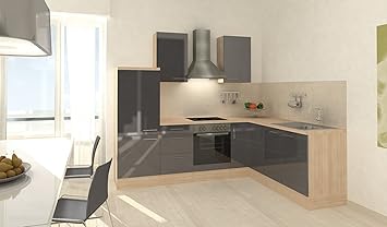 Respekta Premium L Form Winkel Kuche Kuchenzeile Akazie Grau 260 X 200 Cm Ceran Umluft Amazon De Kuche Haushalt