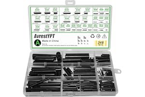 AVRESTYPT 248 Pcs SAE Roll Pin Assortment Set Steel Split Expansion Pin 10 Sizes 1/16 5/64 3/32 1/8 5/32 3/16 7/32 1/4 5/16 3/8 Inch for Automotive Repair Machinery Home