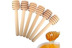 Honey Dipper Sticks 3 Inch, Wooden Honey Stirrers 6 Pcs, Honey Comb Wand for Syrup Collecting Dispensing Drizzling Jar Portab