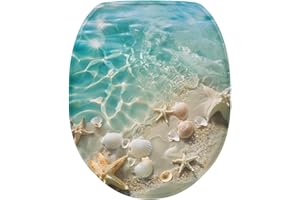 Flashideas Starfish Shell Toilet Cover Soft Plush Seat Covers Fits Most Toilet Lids Toilet Lid Cover Easy to Clean Comfortable Bathroom Toilet Lid Cover Seat