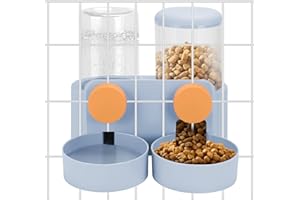 Yummy Sam Hanging Automatic Pet Food Bowl Water Dispenser, 1L Auto Gravity Cat Feeder and Waterer Set Kennel Feeding Watering Station Crate Feeder Dish for Rabbit Puppy Cats Ferret (Blue)