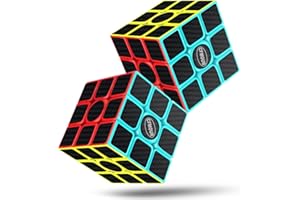 CFMOUR Speed Cube 3x3x3 Magic Carbon Fiber Sticker Smooth Cube, Enhanced Version Black - Pack of 2