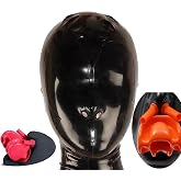 Full Face Mask Latex with Zipper, Latex Silicone Gag &amp; Nasal Tube Mask for Party, Cosplay, Holiday