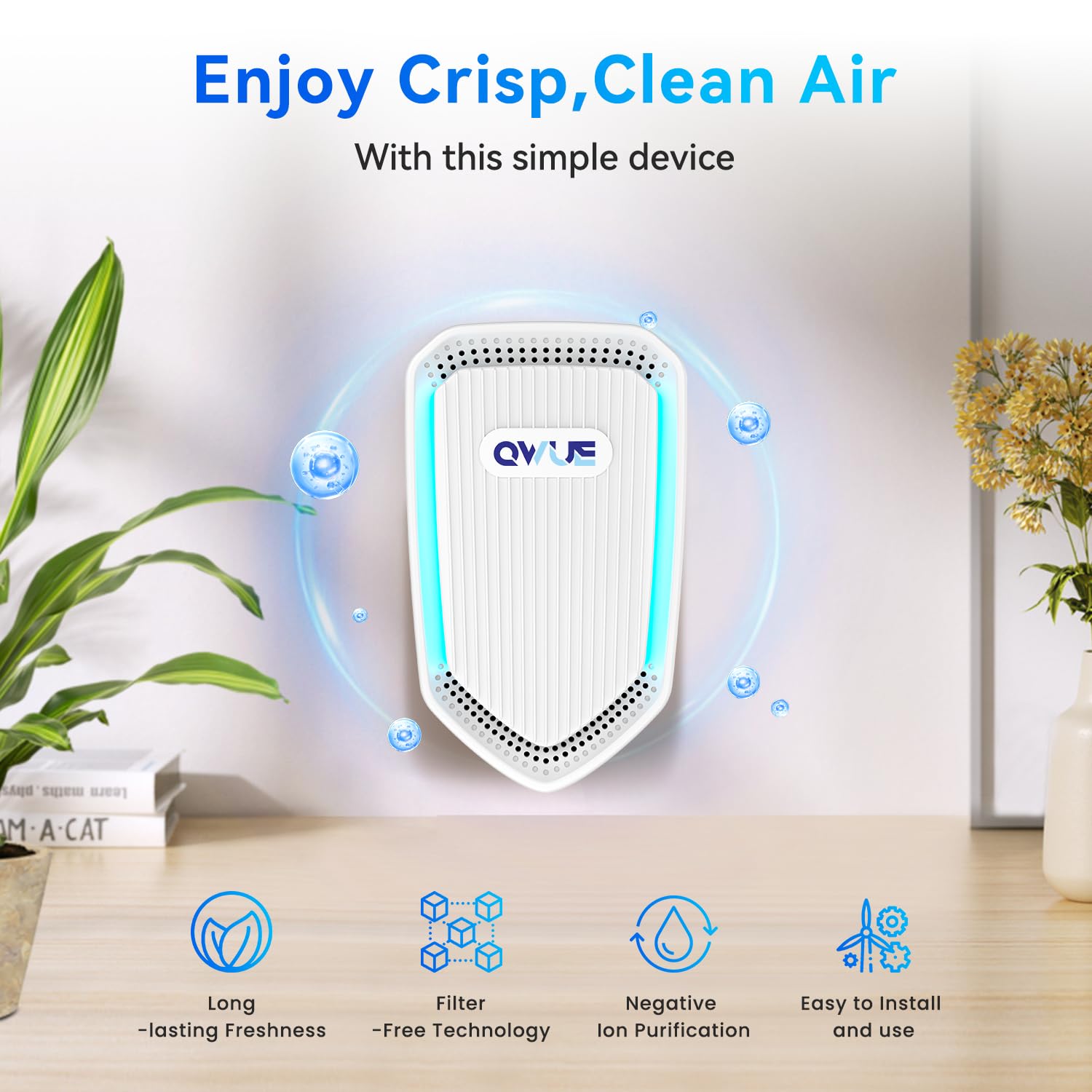 6Pack Air Ionizer Plug In, Filterless Home Negative Air Purifier, Quiet Air Freshener Portable Cleaner for Odors Smoke Dust, Air Purifiers for Home Office, Bedroom, Bathroom