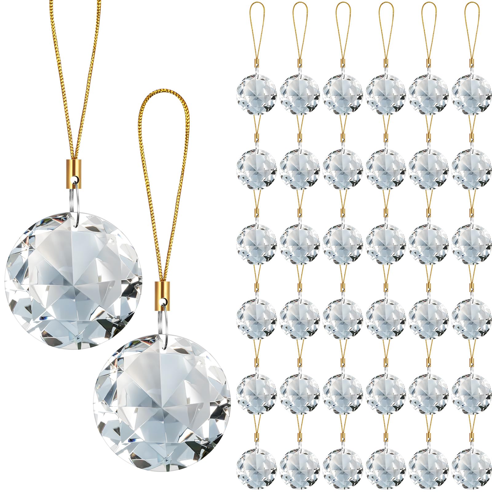Aazon.co: 24Pcs Crystal Glass Christas Balls Ornaents,ini Colorful Pris Ball,Hanging - View #8
