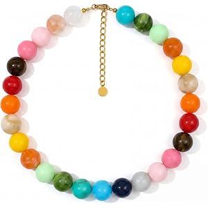 AGHTLZX Chunky Beaded Necklace for Women, Colorful Trendy Statement Summer Jewelry Gift